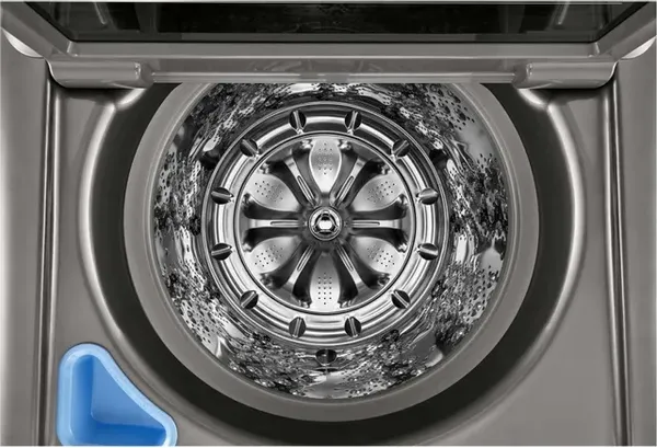 Overhead look into the LG WT7400CV top load washer 