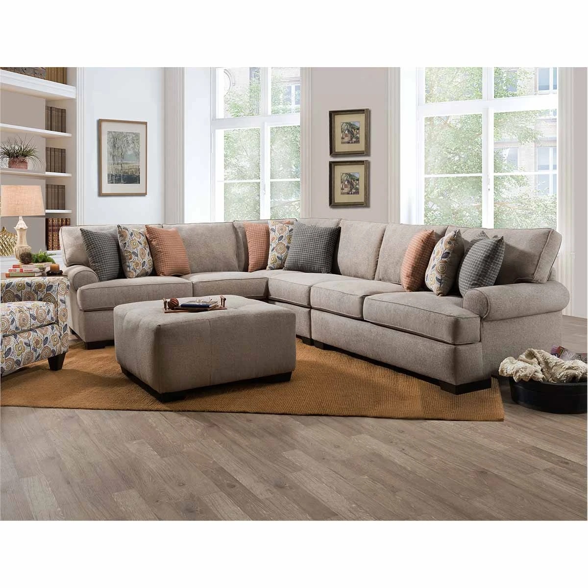 Sectional sofa in bright living room 