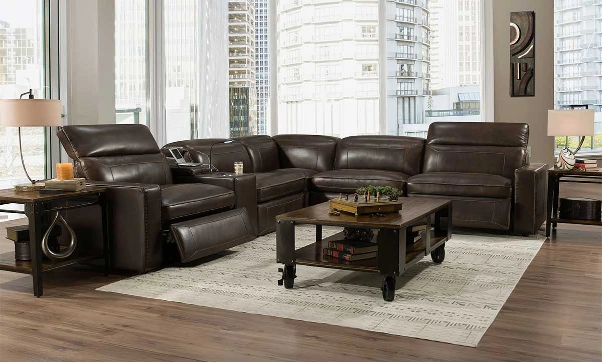 expresso leather sectional