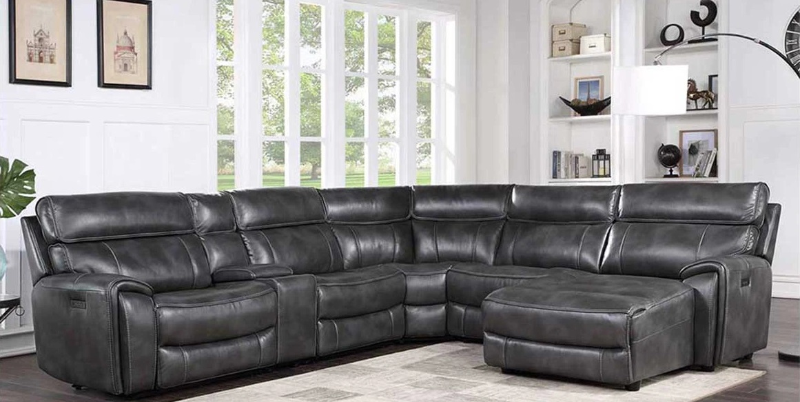 black faux leather sectional