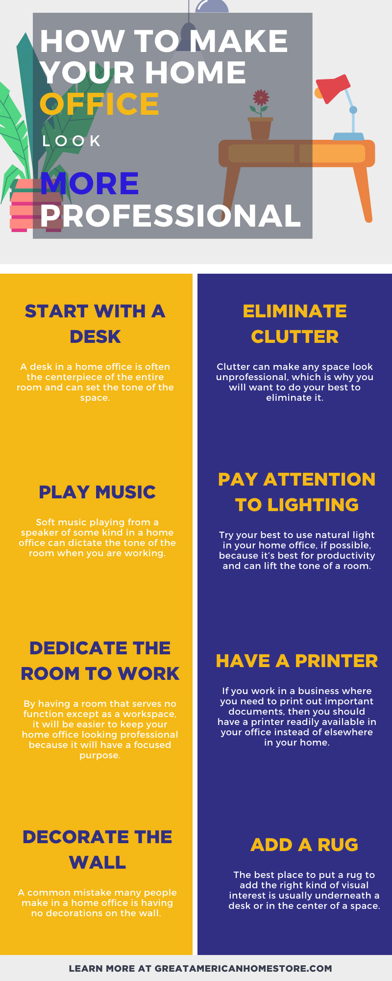 How to make your home office more professional infographic