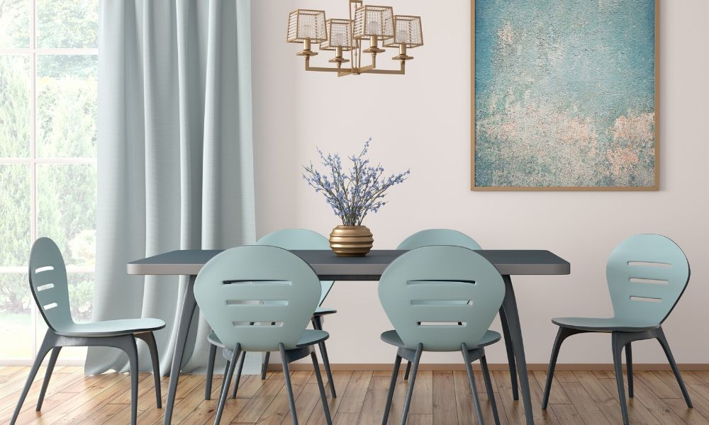 Blue Dining Room Table and Chairs