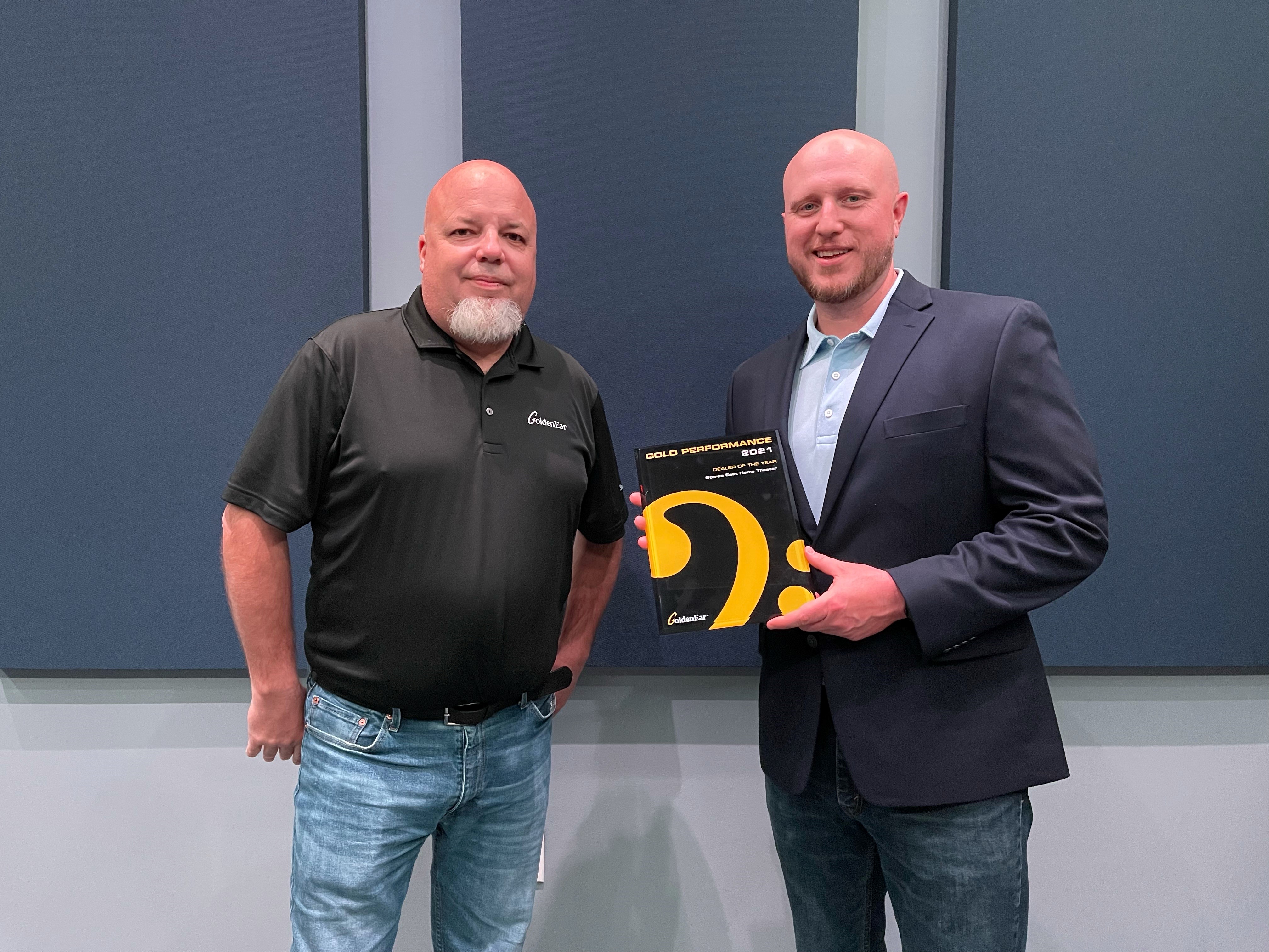 GoldenEar Dealer of the Year award being presented to Stereo East