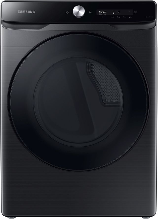  Stock photo of a black Samsung dryer.
