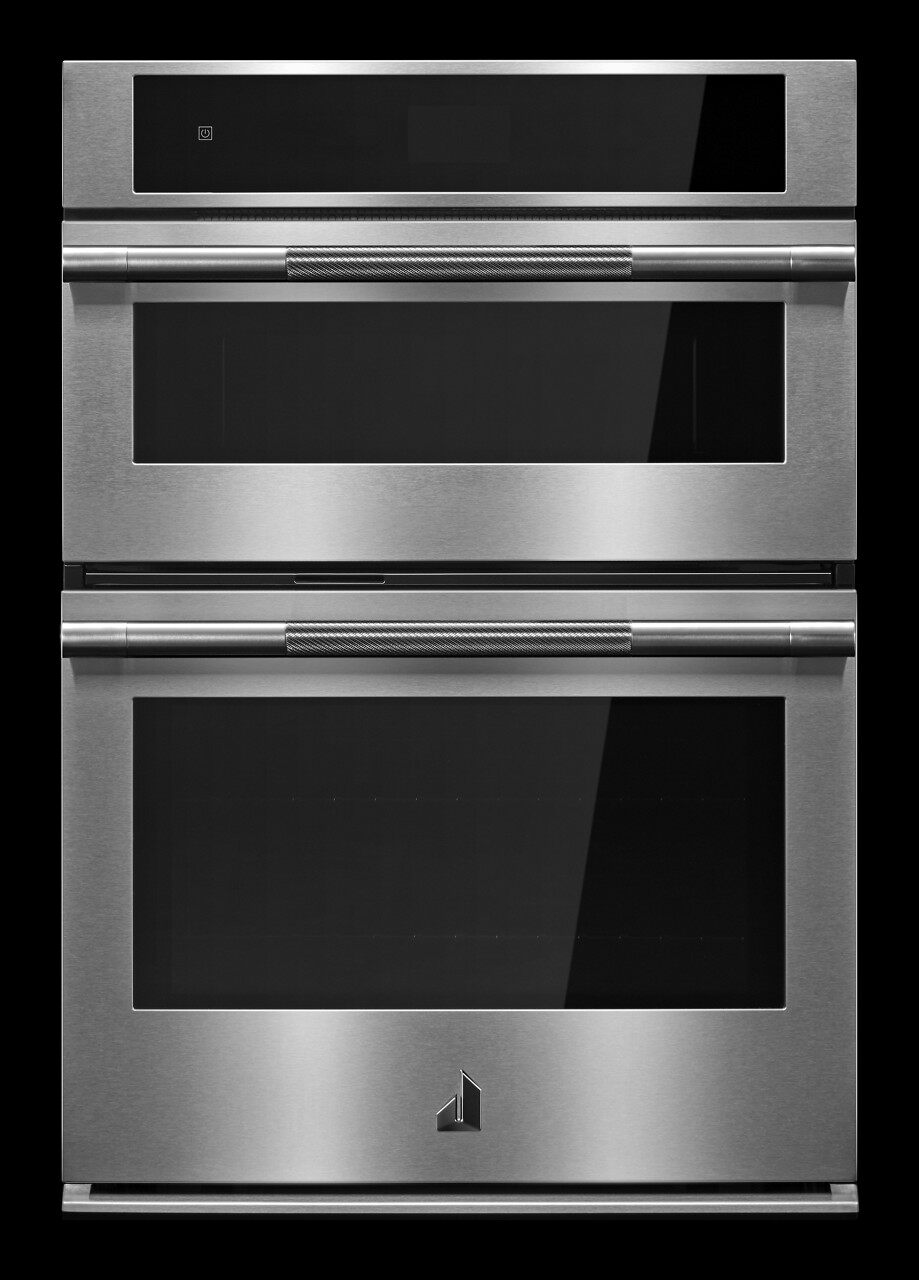stainless steel wall oven with microwave and touch display