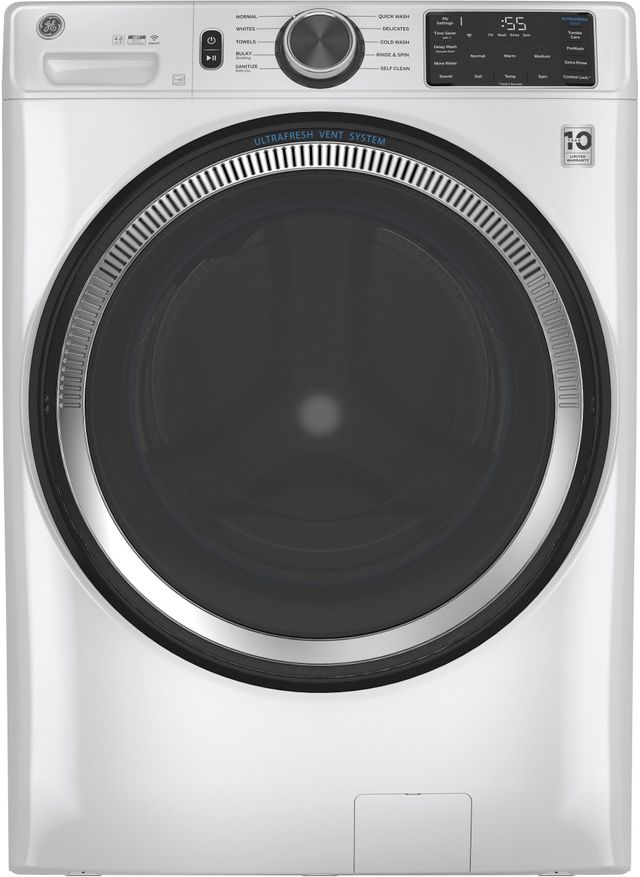 GE White Smart Front Load Washer