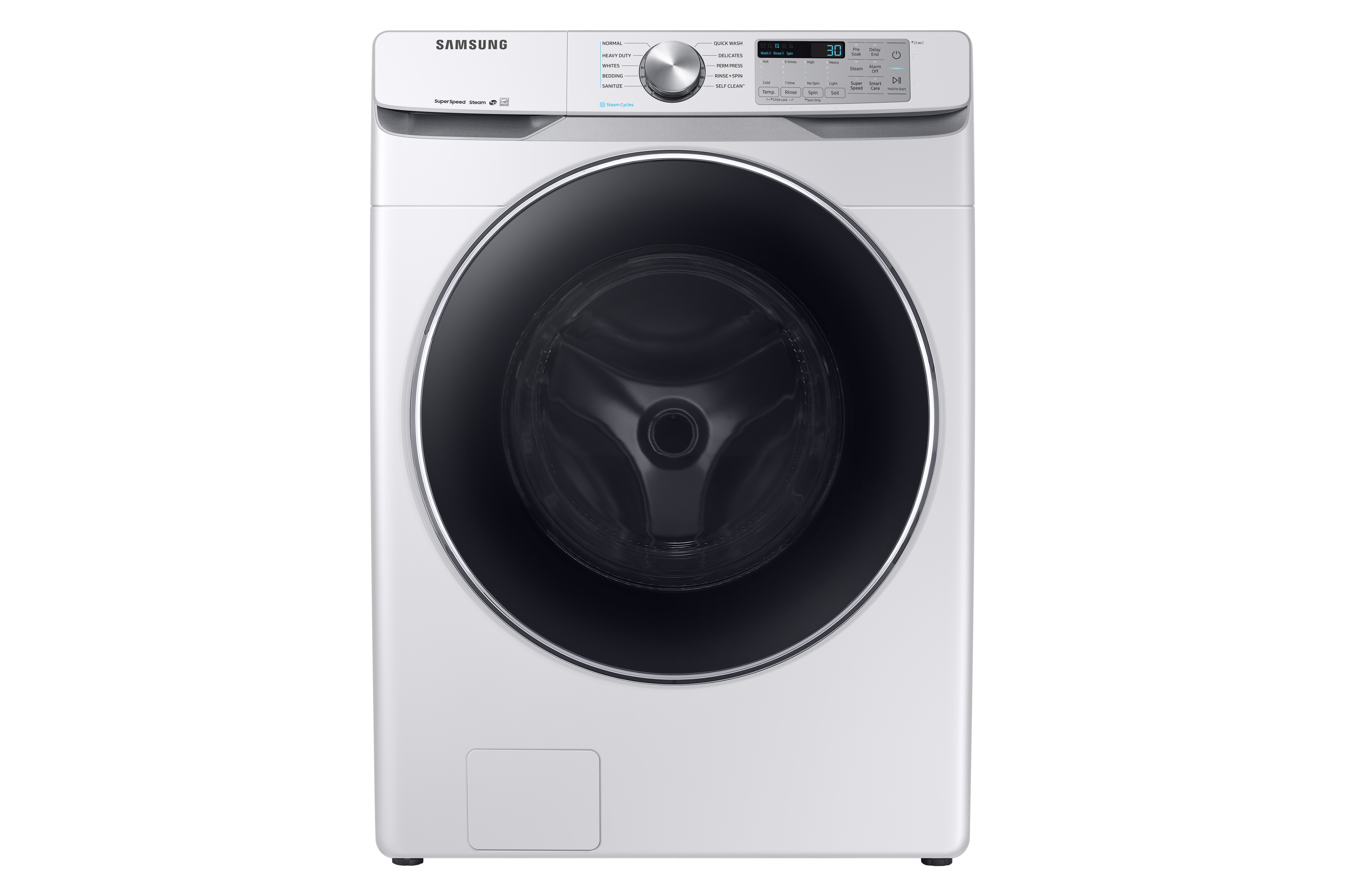 white and black front load washer