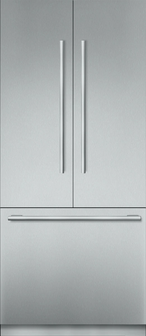 stainless steel French door refrigerator frontal view