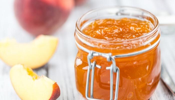 a jar of peach jam