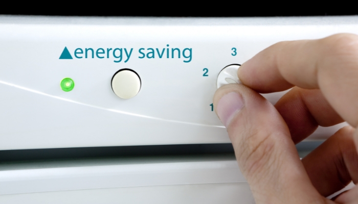 Close-up of energy-saving laundry machine settings