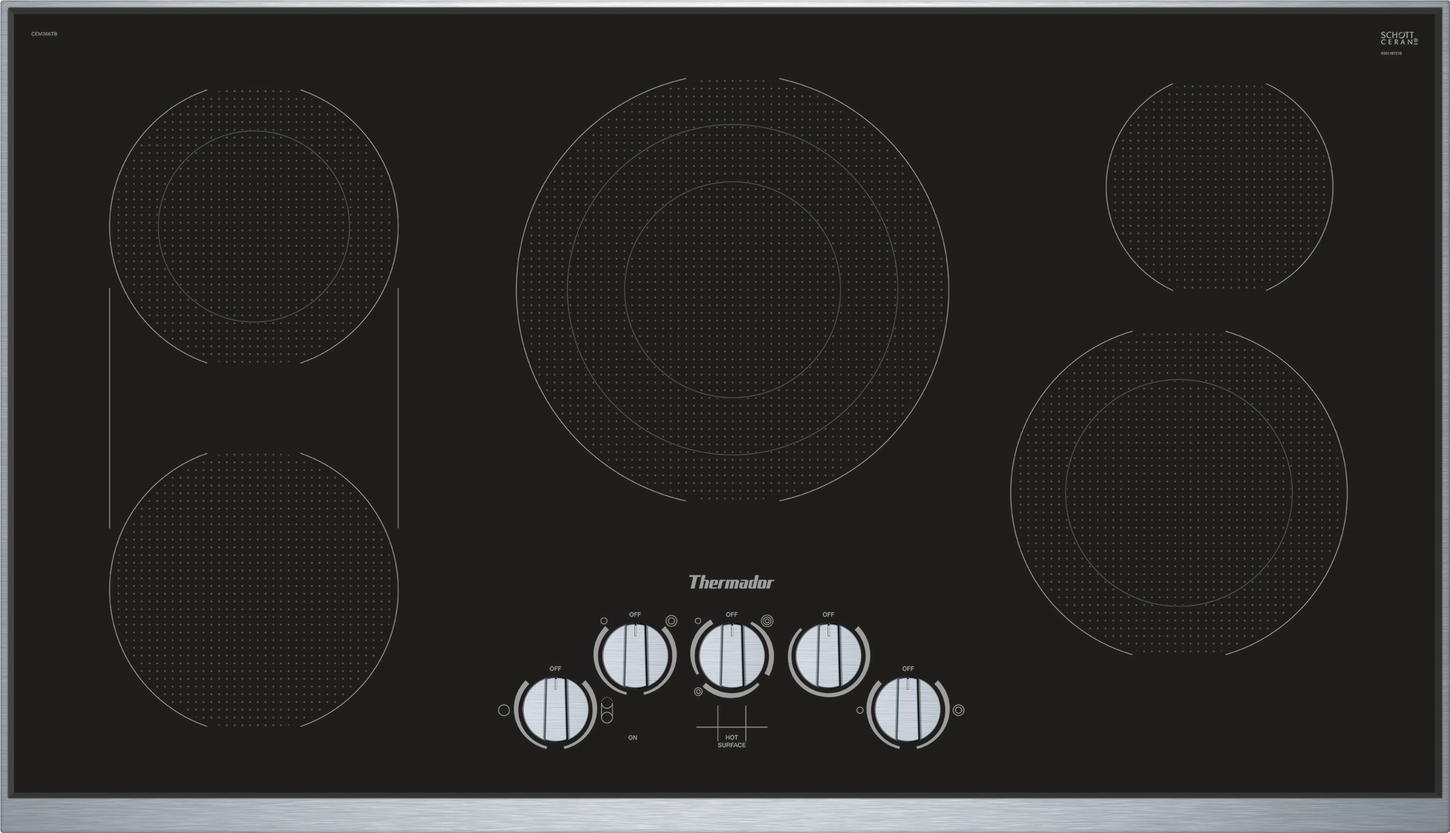 black electric cooktop with knobs