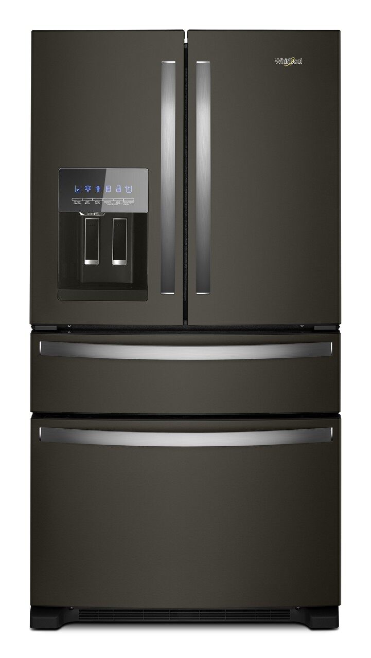 black stainless steel french door refrigerator with bottom freezers