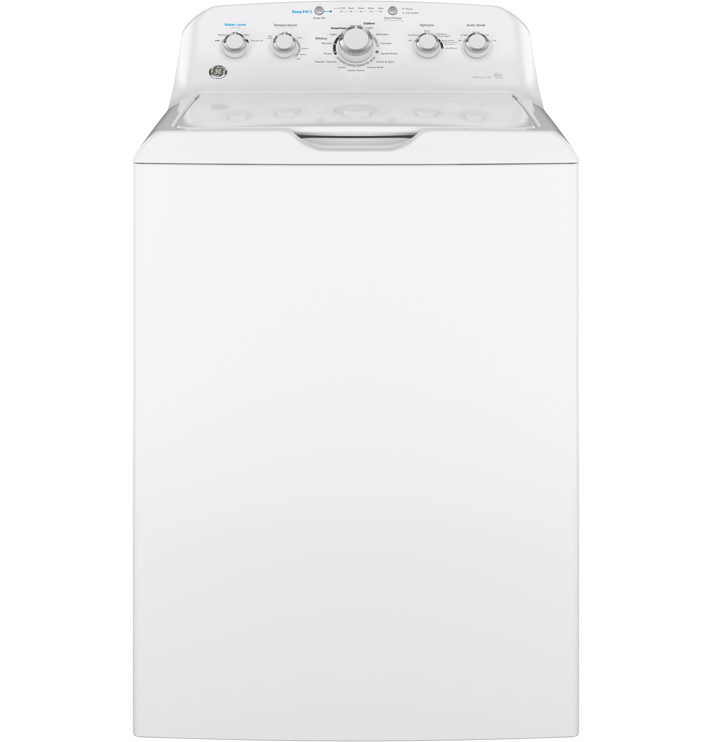 white front load wash with knob controls