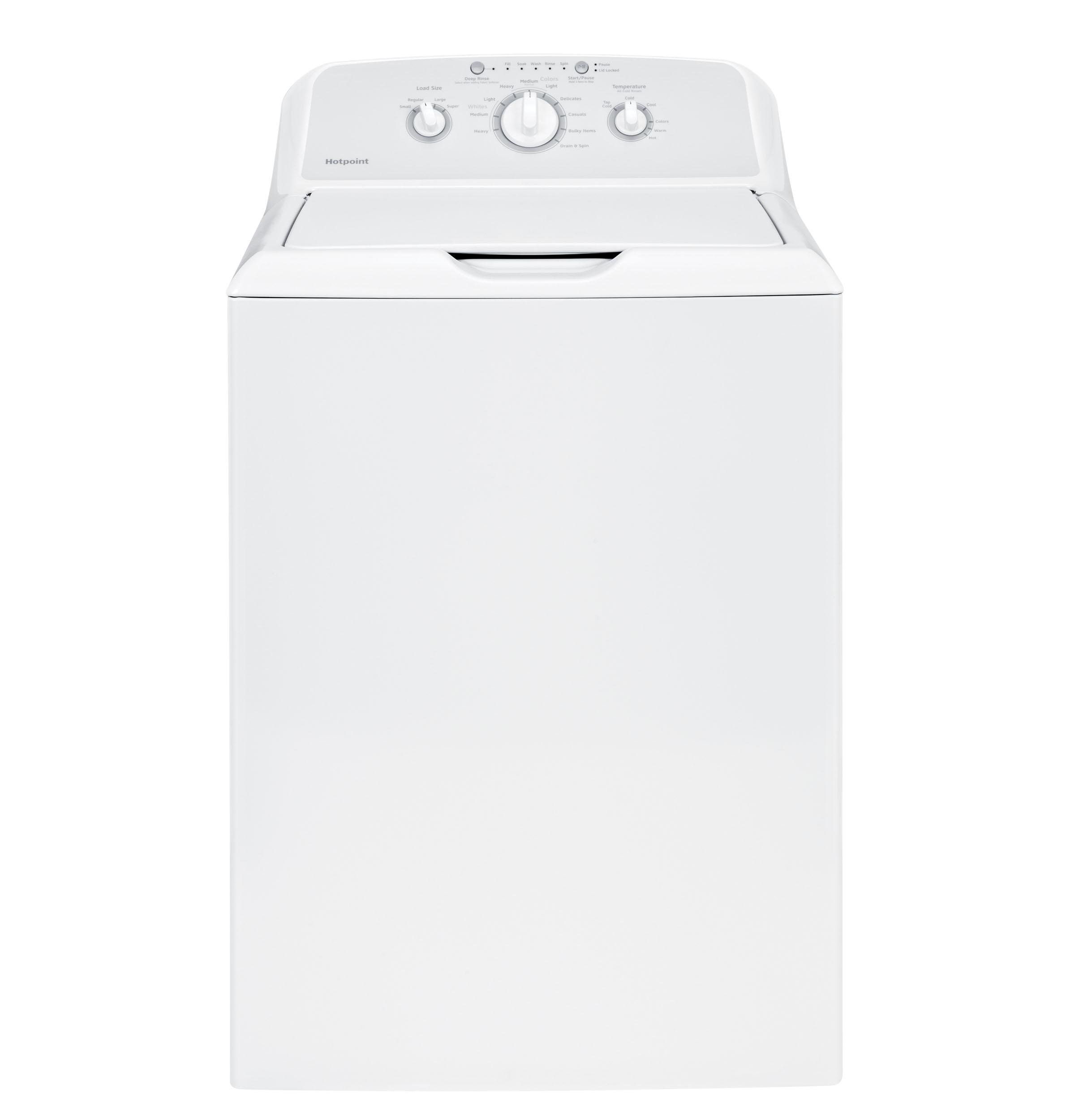 white top load washer with knob controls