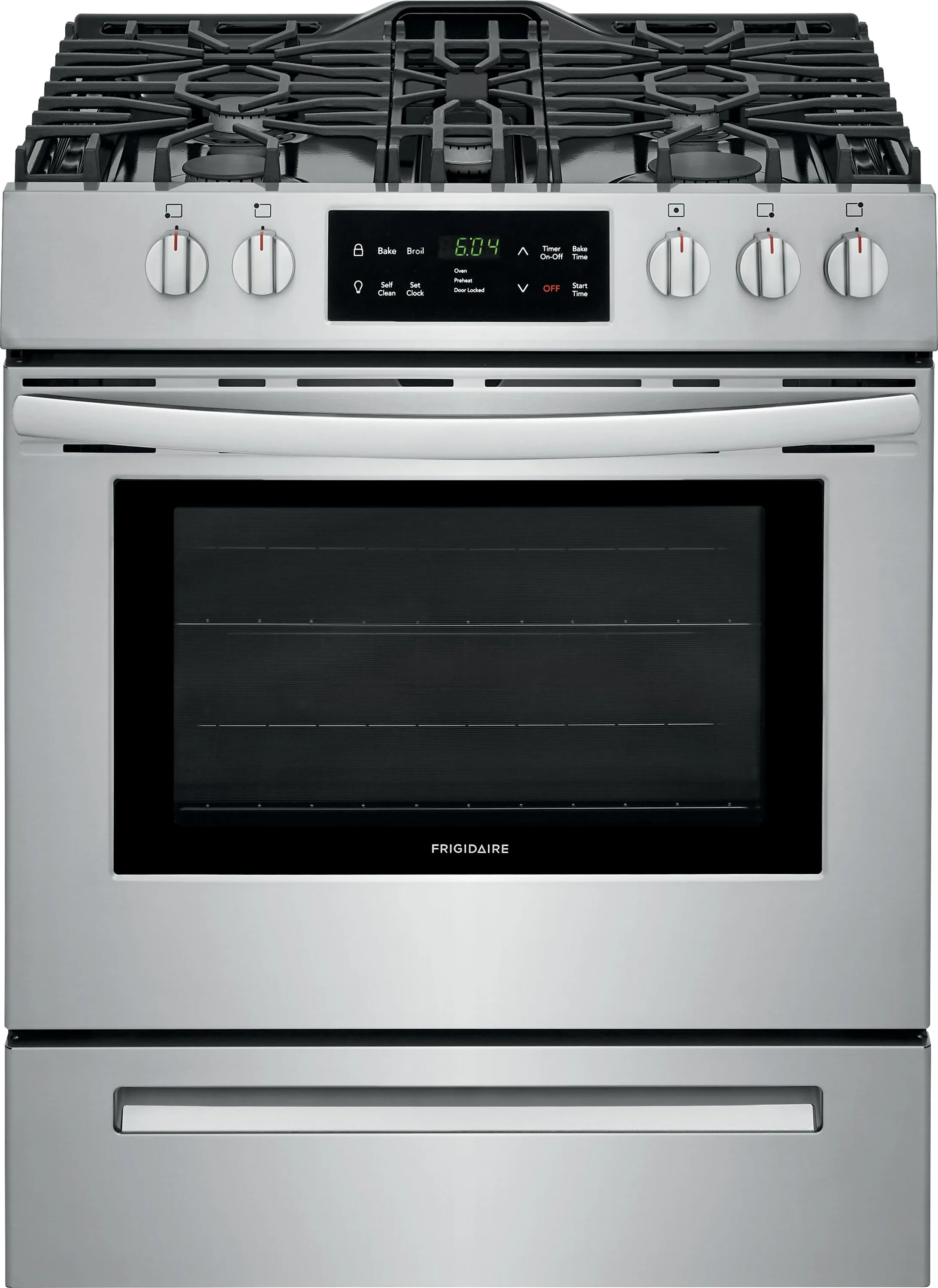 Front view of Frigidaire FFGH3054US 30” gas range 