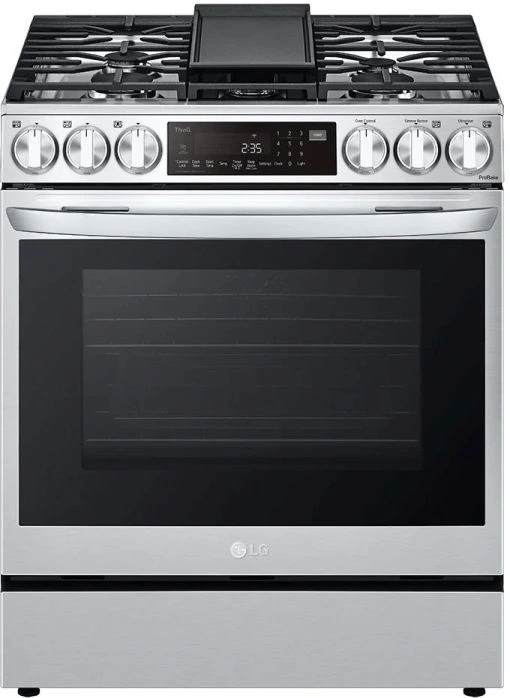 Front view of LG LSGL6335F 30” gas range 