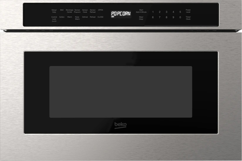 Front view of Beko MWDR24100SS built-in microwave drawer 