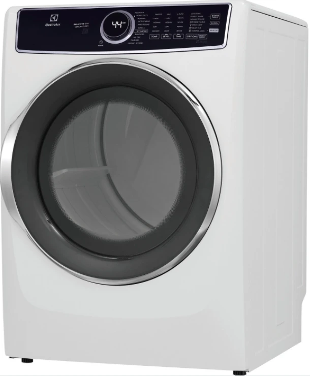 Front view of Electrolux ELFE7637BW dryer 