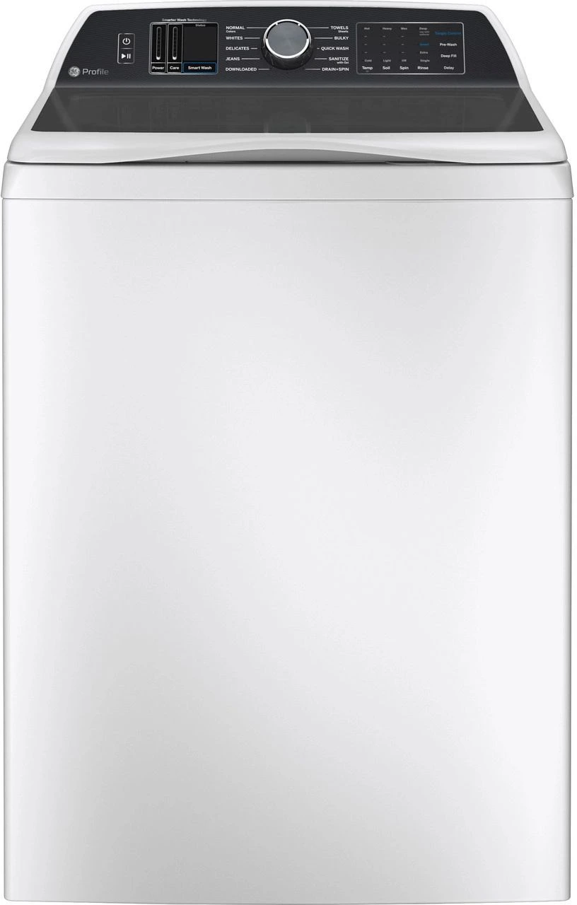 Front view of the GE PTW700BSTWS top load washer 