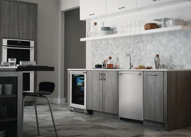 stainless steel Electrolux dishwasher in luxury kitchen