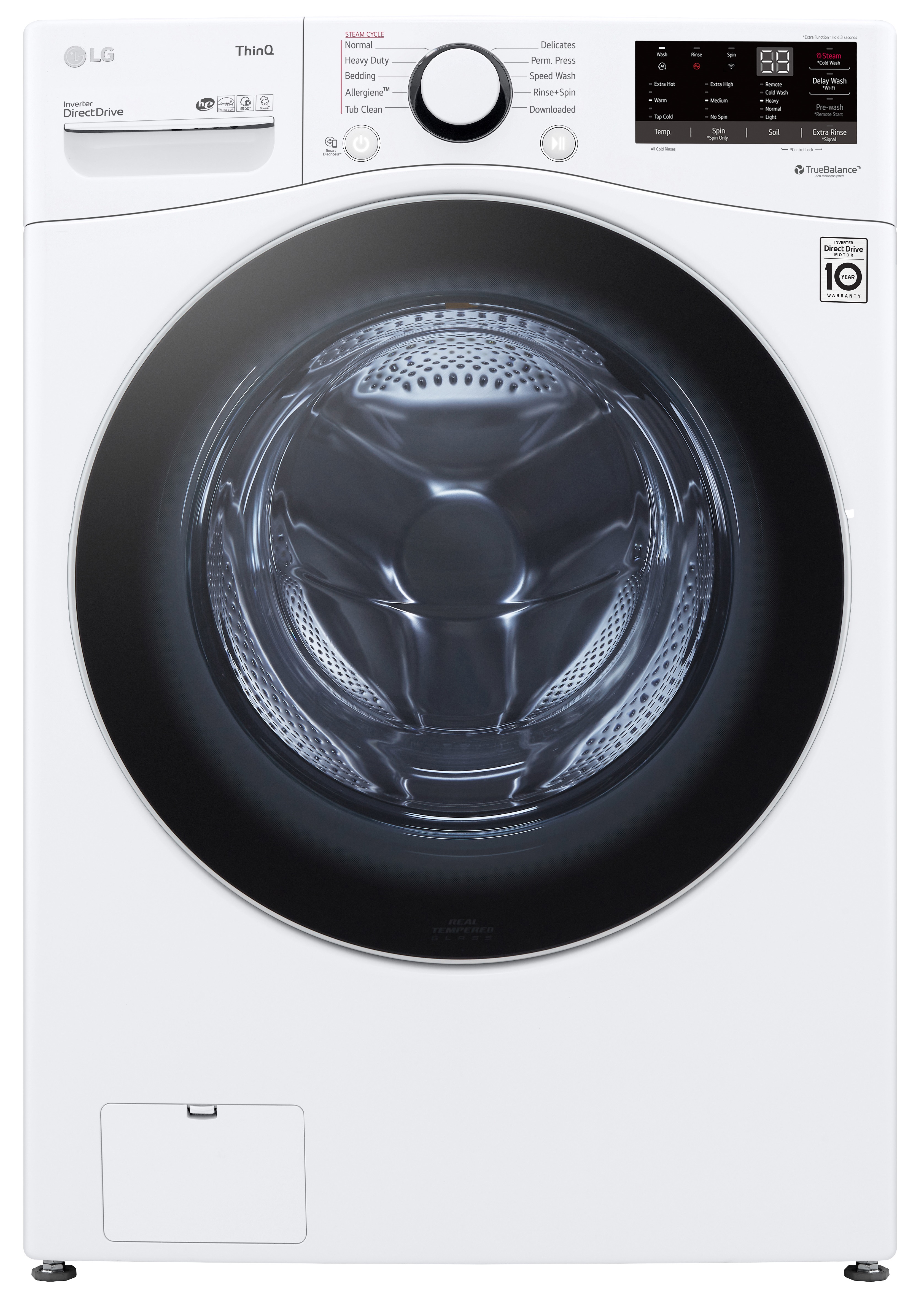 Front view of LG WM3600HWA front load washer 