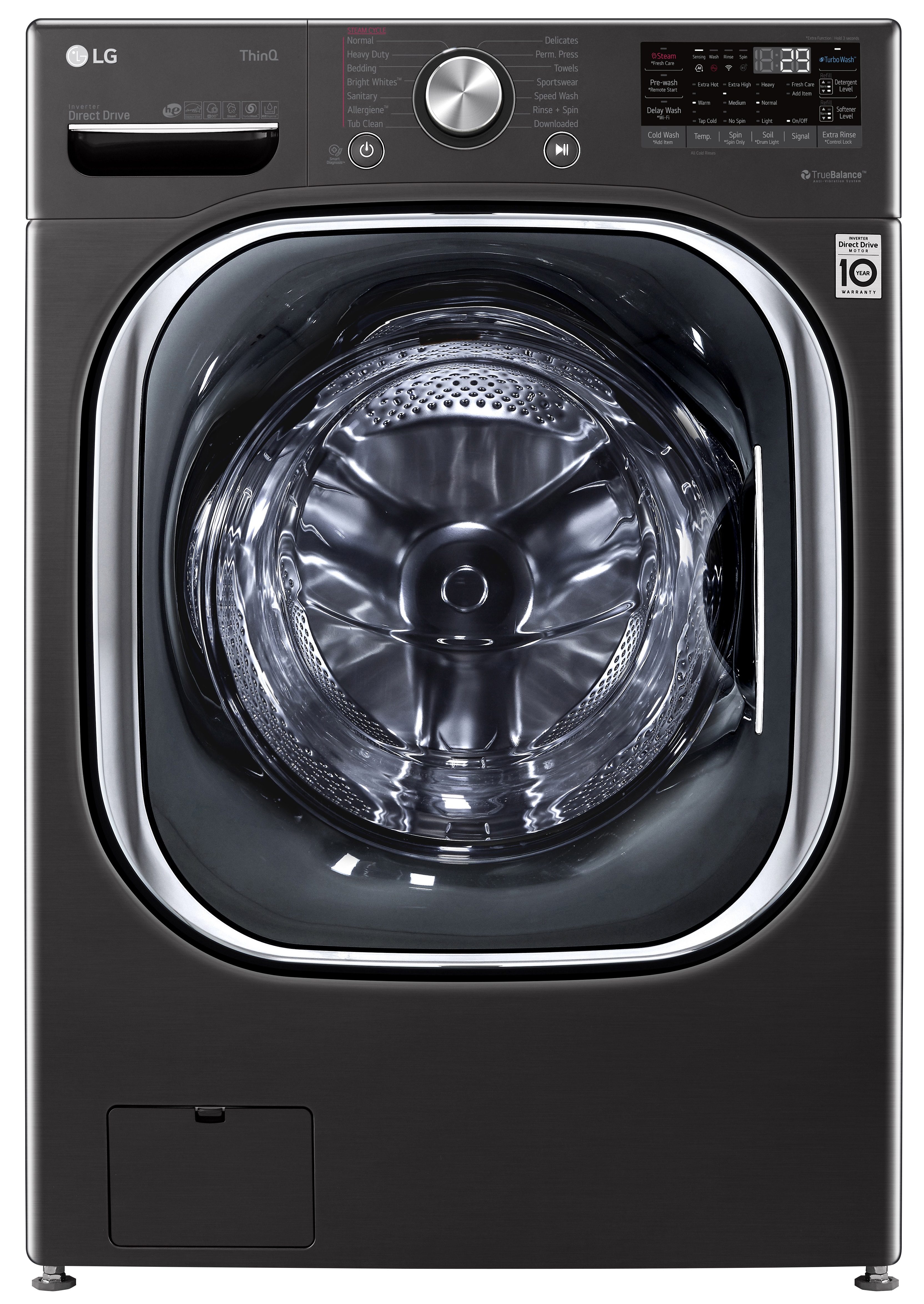 Front view of LG WM4500HBA front load washer 