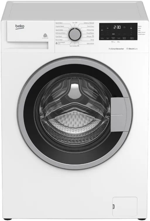 Front view of the Beko BWM7200X front load washer 