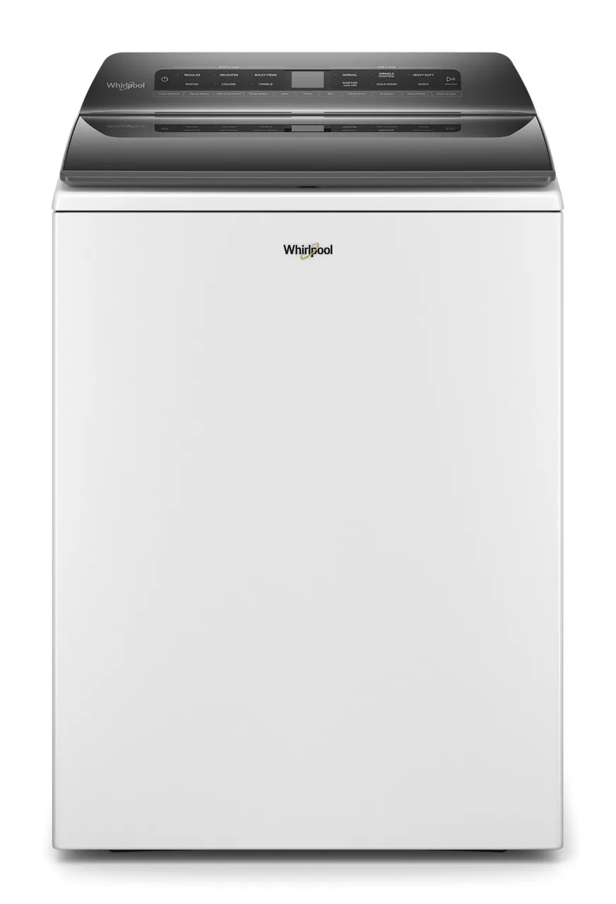 Front view of the Whirlpool WTW5105HW top load washer 