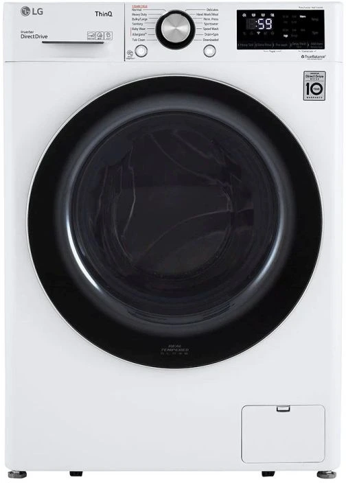 Front view of the LG WM1455HWA compact front load washer 