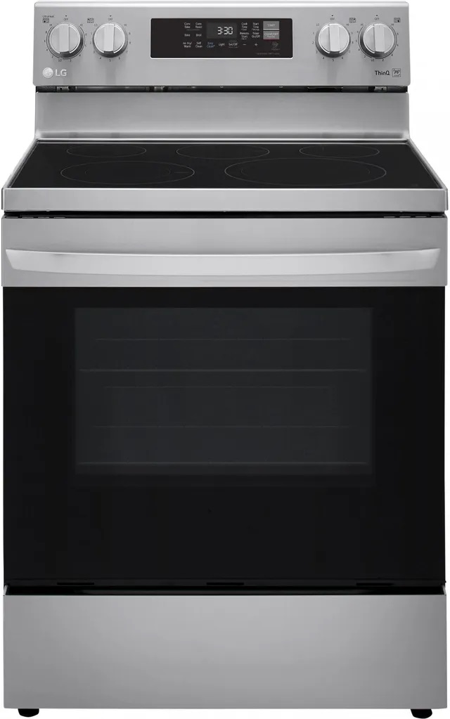 Front view of LG LREL6323S electric range 