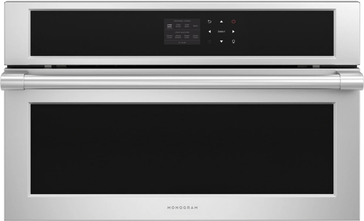 Front view of Monogram 30-inch Statement Collection steam oven 