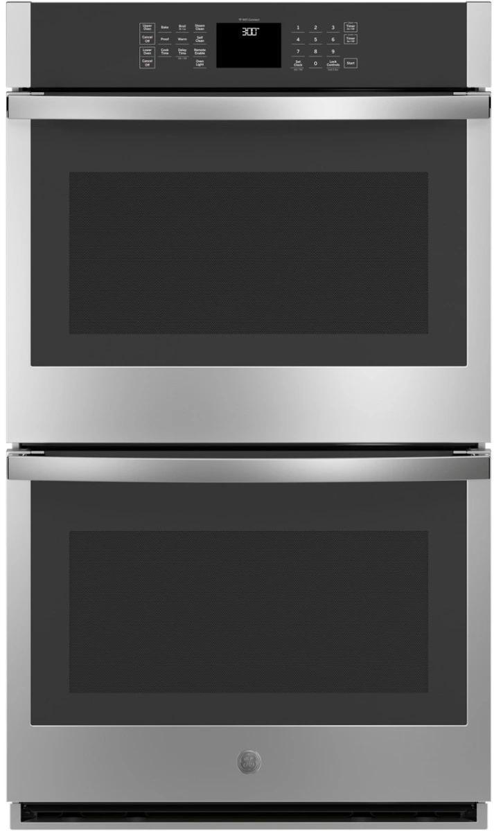 Front view of the GE JTD3000SNSS 30” double wall oven 