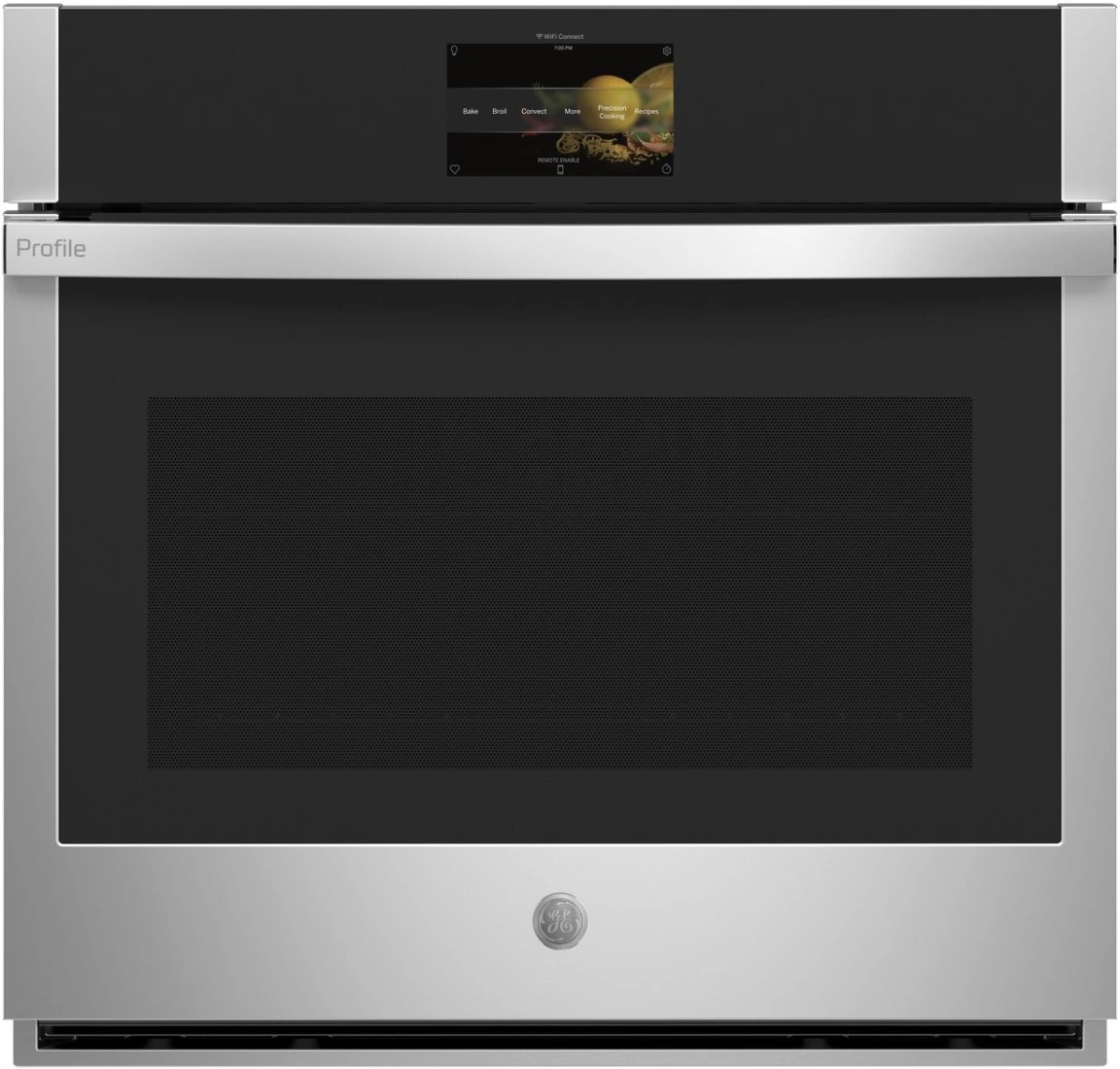 Front view of the GE Profile PTS7000SNSS 30” wall oven 