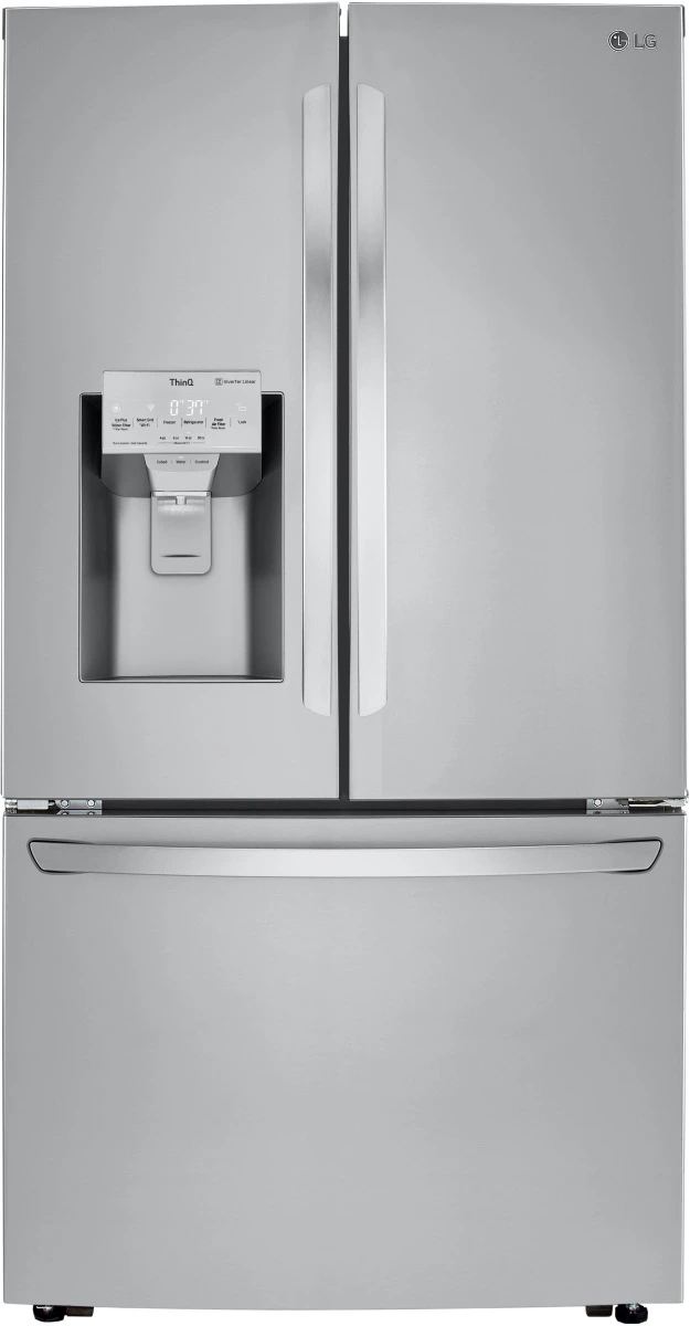 Front view of LG French door refrigerator