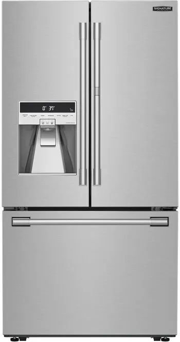 Front view of the Signature Kitchen Suite SKSFD3613S French door refrigerator 