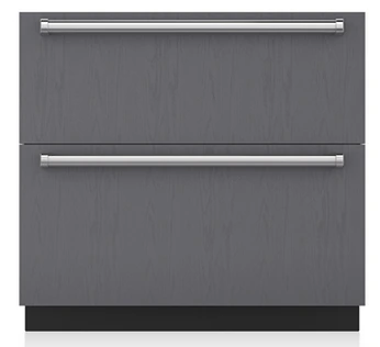 Front view of Sub-Zero double refrigerator drawers 