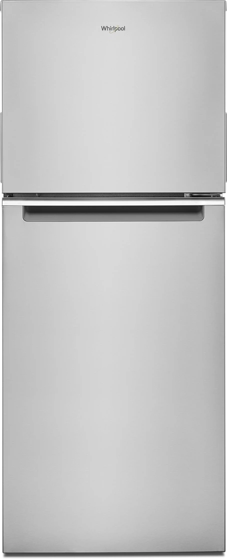 Front view of the Whirlpool WRT112CZJZ top freezer refrigerator 