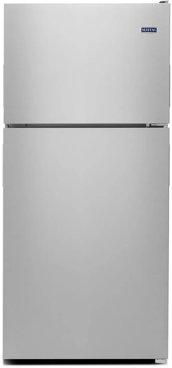 Front view of the Maytag MRT311FFFM top freezer refrigerator 