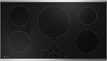 Overhead view of the GE Profile PHP9036STSS 36” induction cooktop 