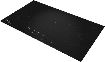 Overhead view of the KitchenAid KCIG556JBL 36” induction cooktop 