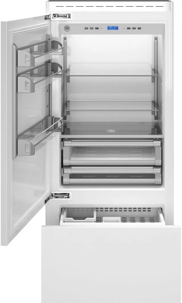Front view of the Bertazzoni REF36PRL bottom mount refrigerator 