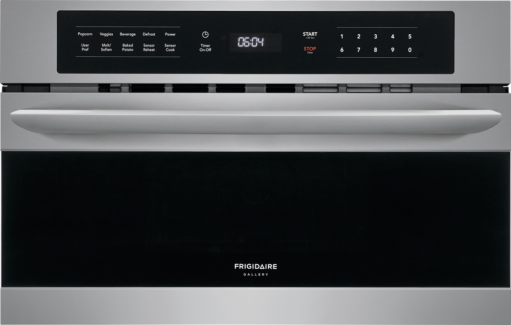 : Front view of Frigidaire Gallery FGMO3067UF over the range microwave 