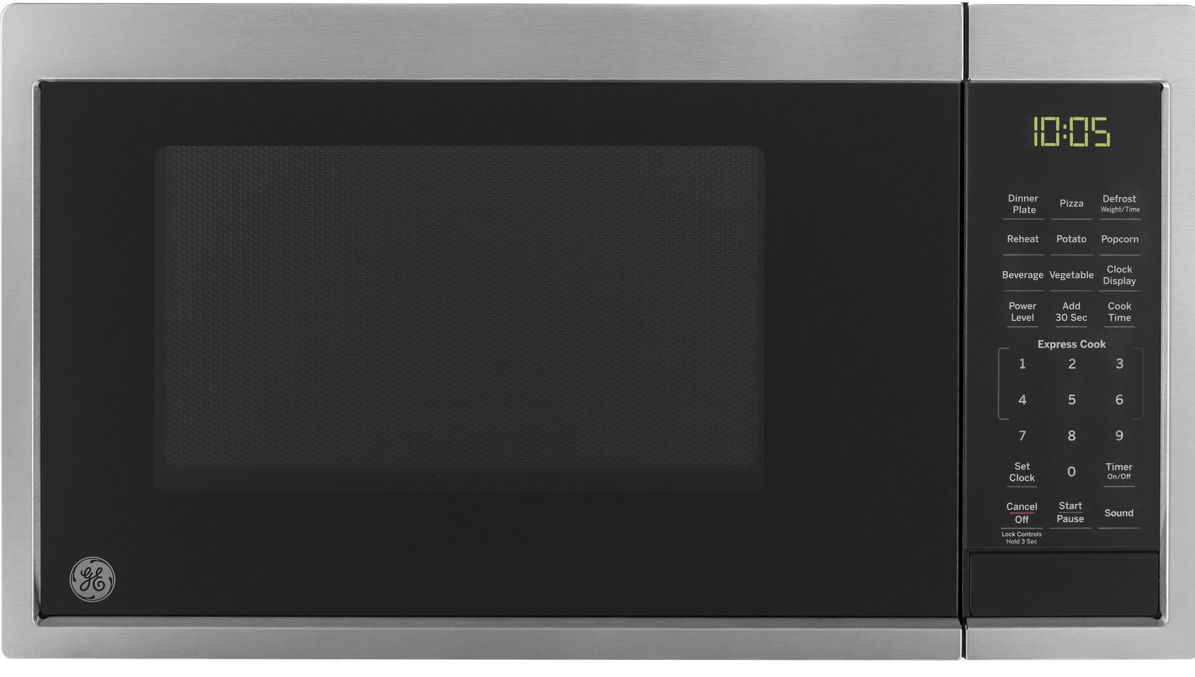 Front view of GE JES1095SMSS over the range microwave 