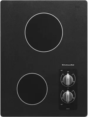 Overhead view of the KitchenAid KECC056RBL 15” electric cooktop 