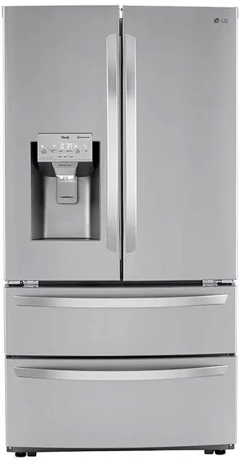 Front view of LG LMXC22626S counter-depth refrigerator 