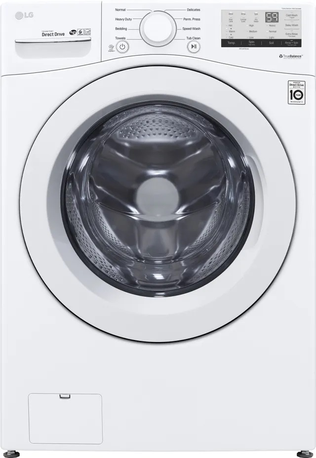 Front view of LG WM3400CW front load washer 
