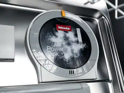 A close up of the Power Disk feature on Miele dishwashers 