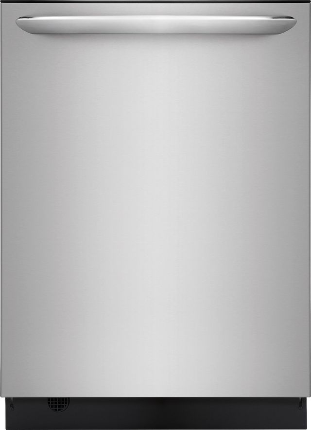 Stock photo of a stainless steel Frigidaire Gallery dishwasher. 