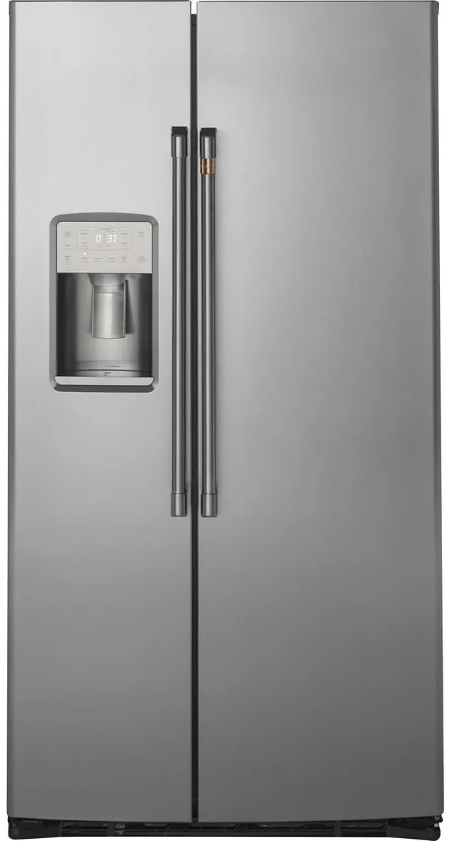 Front view of the Café CZS22MP2NS1 side by side refrigerator 