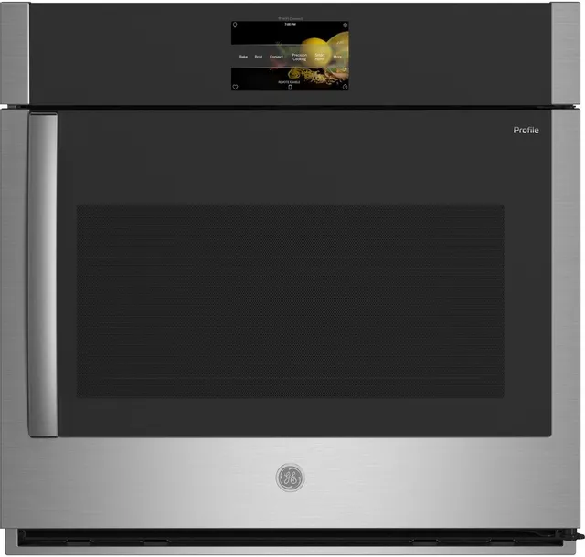 Front view of the GE Profile PTS700RSNSS 30” smart oven 